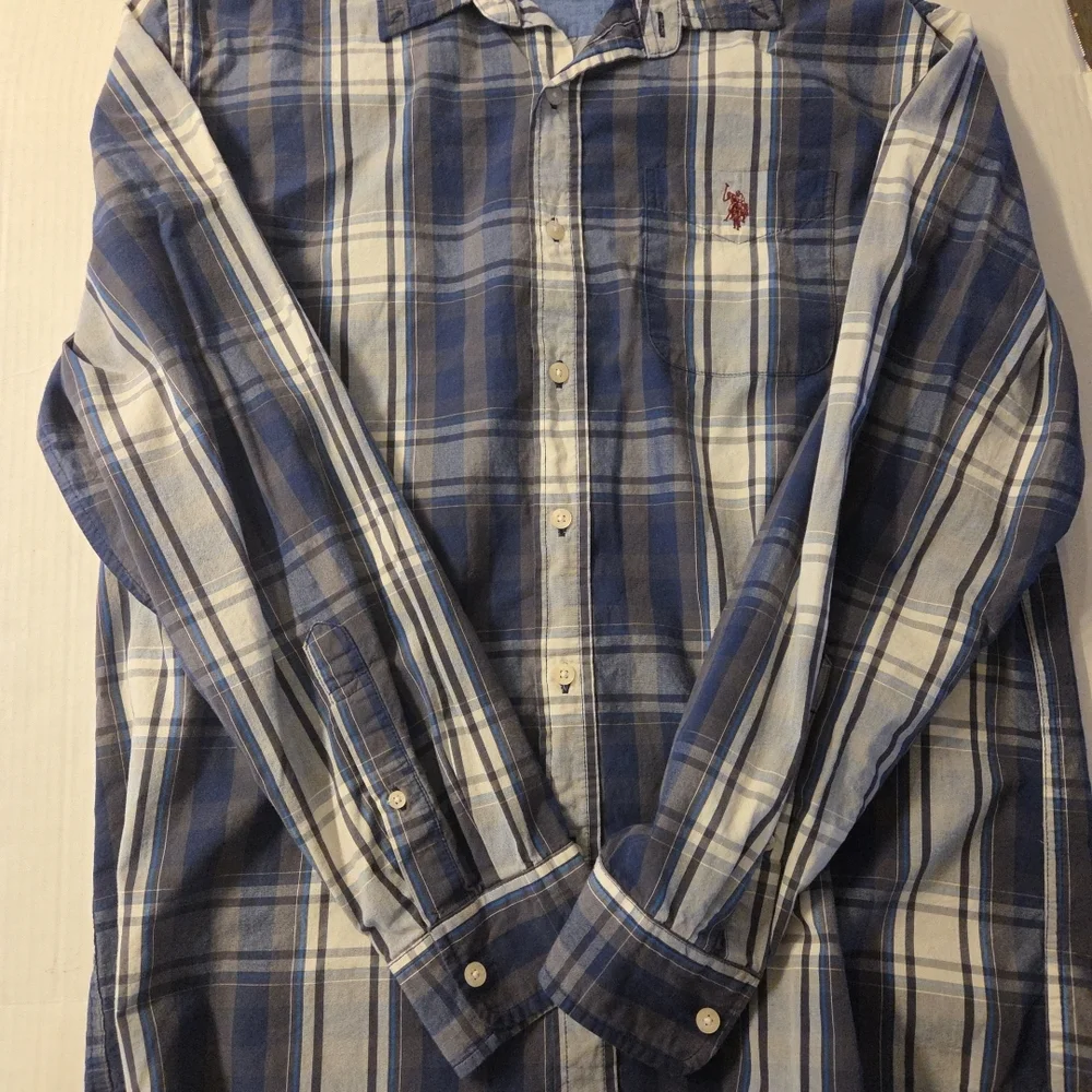 Polo Ralph Lauren Navy‎ and White Plaid Shirt